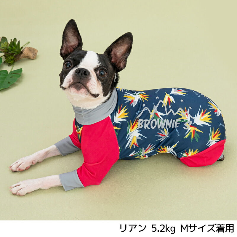 ストレリチア柄アクロン S/M/L/XL/XXL/DXS/DS/DM/4L/5L/6L/OS/OM/OL アクティブロンパース BROWNIE'S-ブラウニーズ- 小型犬 大型犬 犬服 ドッグウェア BR23SS br231722-1