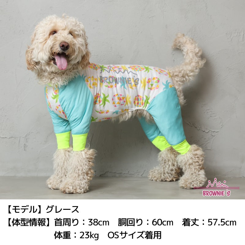 【2023年モデル】幾何学パインメッシュアクロン S/M/L/XL/XXL/DXS/DS/DM/4L/5L/6L/OS/OM/OL アクティブロンパース 犬用ラッシュガード BROWNIE'S-ブラウニーズ- 小型犬 大型犬 犬服 ドッグウェア BR23SS br231724-1
