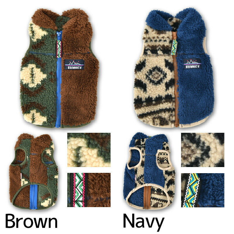 アシメ背開きボアベスト S/M/L/XL/XXL BROWNIE'S-ブラウニーズ- 犬服 ドッグウェア 小型犬 BR25AW br251802