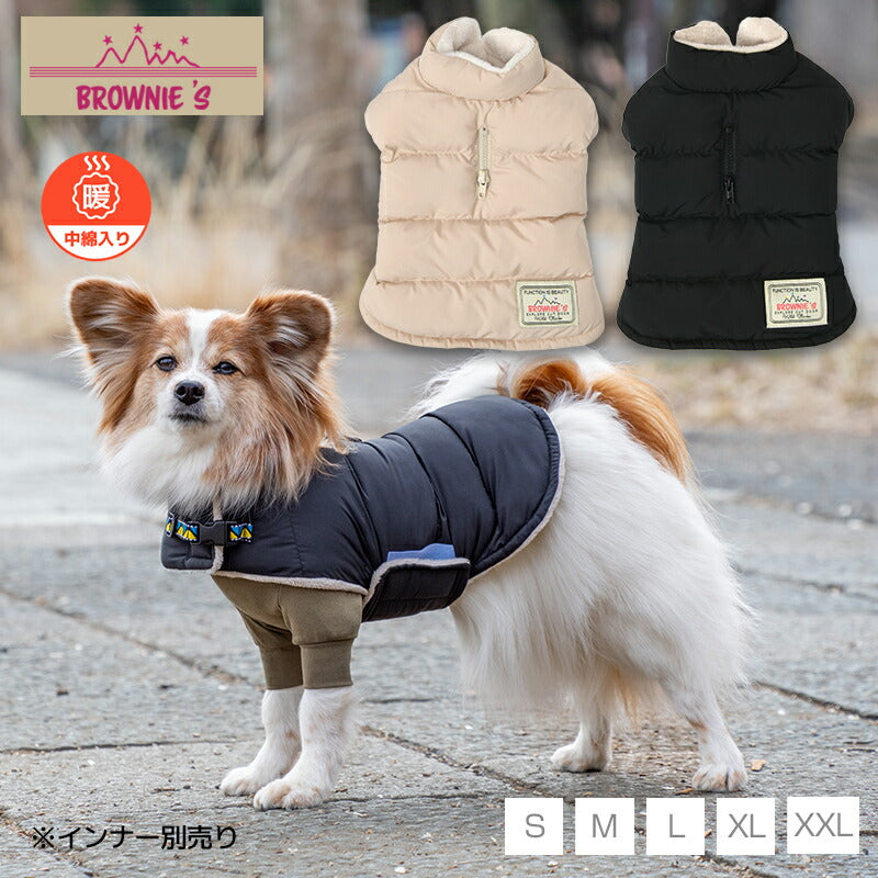 撥水マント型アウター S/M/L/XL/XXL BROWNIE'S-ブラウニーズ- 人工ダウン 中綿 暖かい 軽い 着脱簡単 犬服 ドッグウェア 小型犬 BR26AW br261848