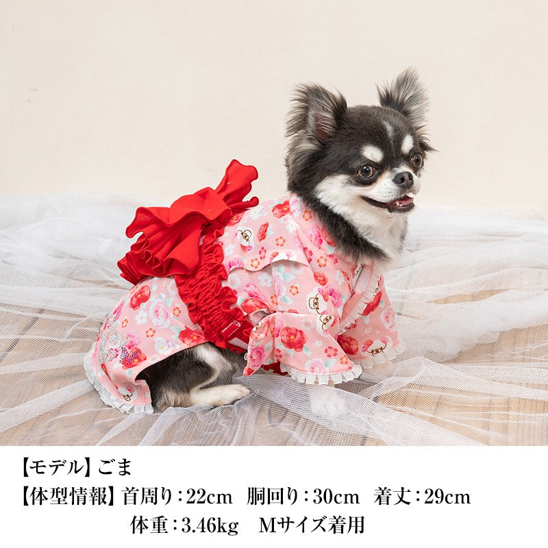 牡丹柄浴衣 XS/S/M/L/XL/XXL CRAZYBOO -クレイジーブー- 犬服 ドッグウェア CB24SS cb241072-1