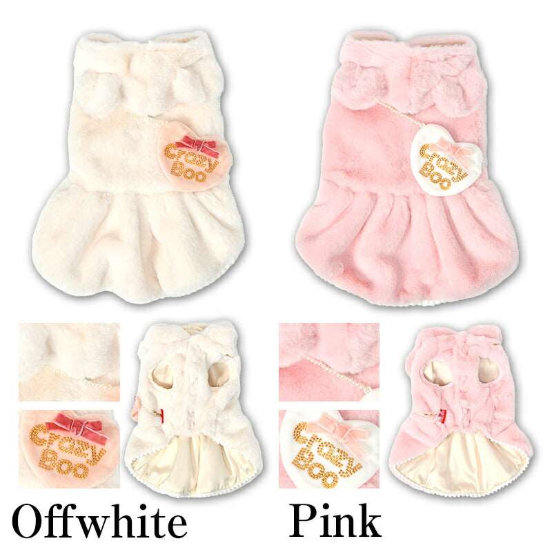 くま耳ふわふわワンピ XS/S/M/L/XL CRAZYBOO -クレイジーブー- 犬服 ドッグウェア CB24AW アルわん優待 cb241086