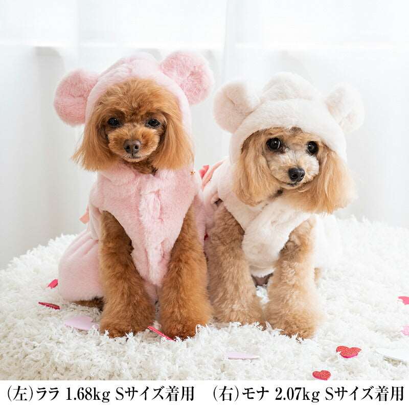 くま耳ふわふわワンピ XS/S/M/L/XL CRAZYBOO -クレイジーブー- 犬服 ドッグウェア CB24AW アルわん優待 cb241086