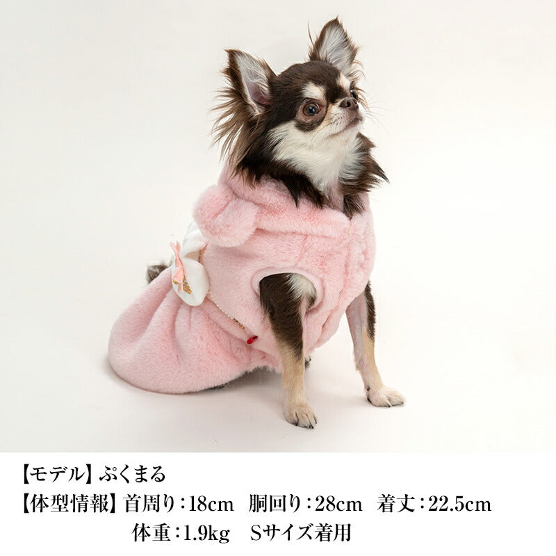 くま耳ふわふわワンピ XS/S/M/L/XL CRAZYBOO -クレイジーブー- 犬服 ドッグウェア CB24AW アルわん優待 cb241086