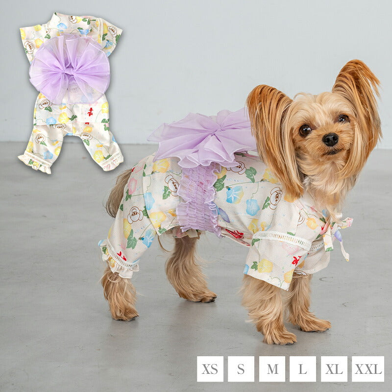 アサガオ柄甚平 XS/S/M/L/XL/XXL CRAZYBOO -クレイジーブー- 犬服 ドッグウェア CB25SS cb251118