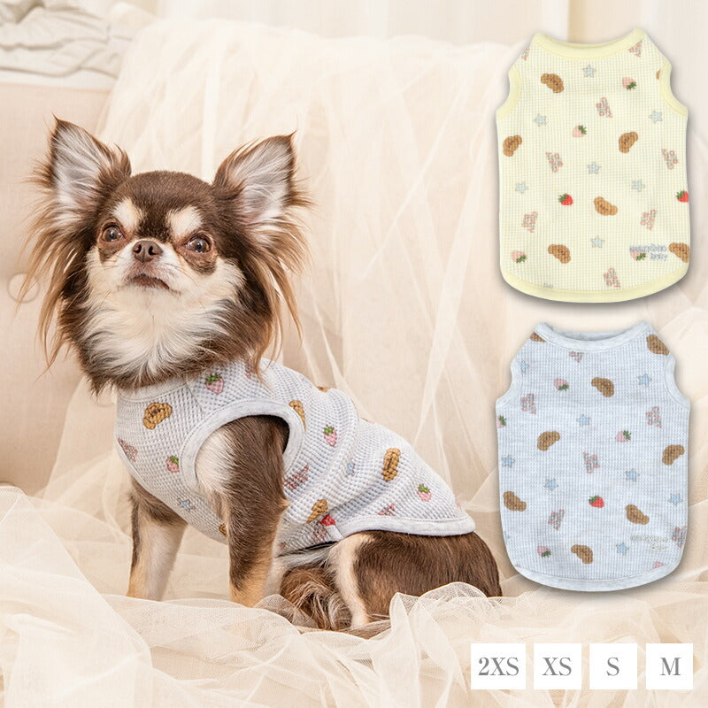 【CRAZYBOO公式】くまさんBABYワッフルタンク 2XS/XS/S/M CRAZYBOO Baby(クレイジーブー ベビー) 子犬用 パピー 犬服 トイプードル チワワ ポメラニアン CBbaby26AW cb261264
