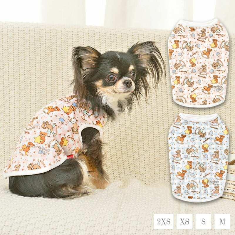 くまちゃん木馬柄タンクトップ 2XS/XS/S/M CRAZYBOO Baby(クレイジーブー ベビー) 子犬用 パピー 犬服 トイプードル チワワ ポメラニアン CBbaby21AW cb151880-1