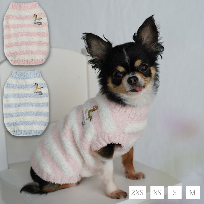 BABY木馬柄マシュマロニット 2XS/XS/S/M CRAZYBOO Baby(クレイジーブー ベビー) 子犬用 パピー 犬服 トイプードル チワワ ポメラニアン CBbaby22AW cb162995-1