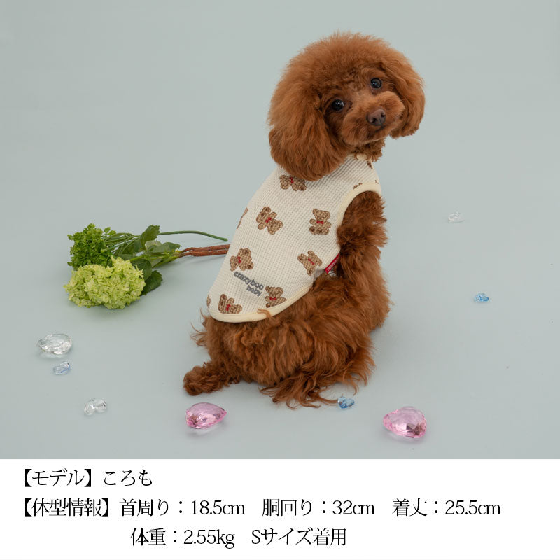 BABYくまちゃんワッフルタンク 2XS/XS/S/M CRAZYBOO Baby(クレイジーブー ベビー) 子犬用 パピー 犬服 トイプードル チワワ ポメラニアン CBbaby22AW cb161997-1