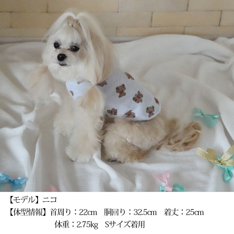 BABYくまちゃんワッフルタンク 2XS/XS/S/M CRAZYBOO Baby(クレイジーブー ベビー) 子犬用 パピー 犬服 トイプードル チワワ ポメラニアン CBbaby22AW cb161997-1