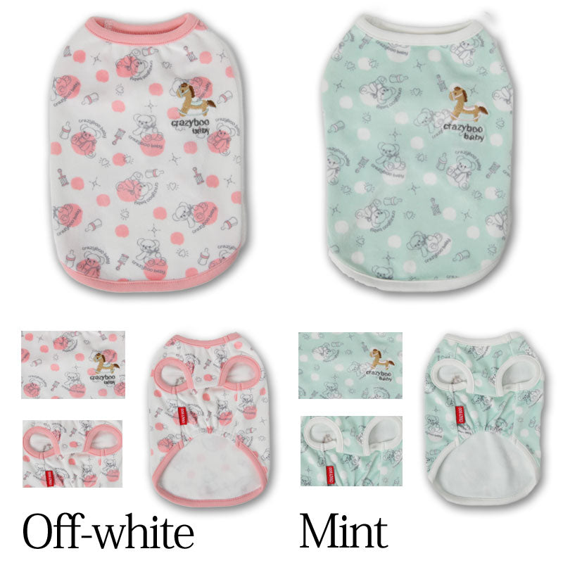 BABYくまちゃんベロアタンク 2XS/XS/S/M CRAZYBOO Baby(クレイジーブー ベビー) 子犬用 パピー 犬服 トイプードル チワワ ポメラニアン CBbaby22AW cb161998-1