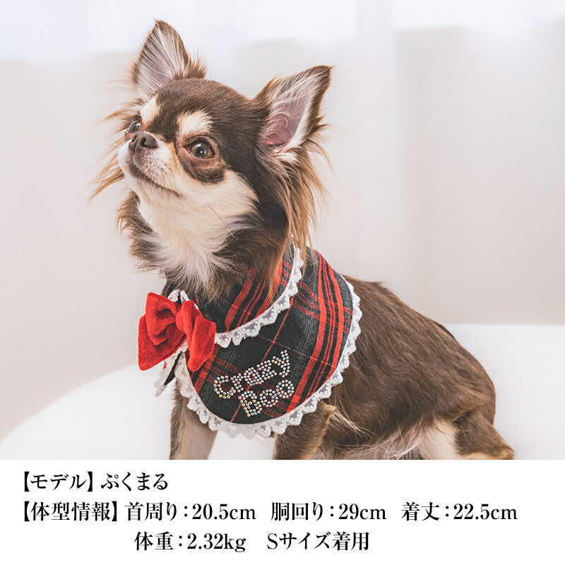 【公式通販限定】クリスマスチェック柄リボンスタイ S/M/L CRAZYBOO -クレイジーブー- 犬服 ドッグウェア CB25AW cb252002