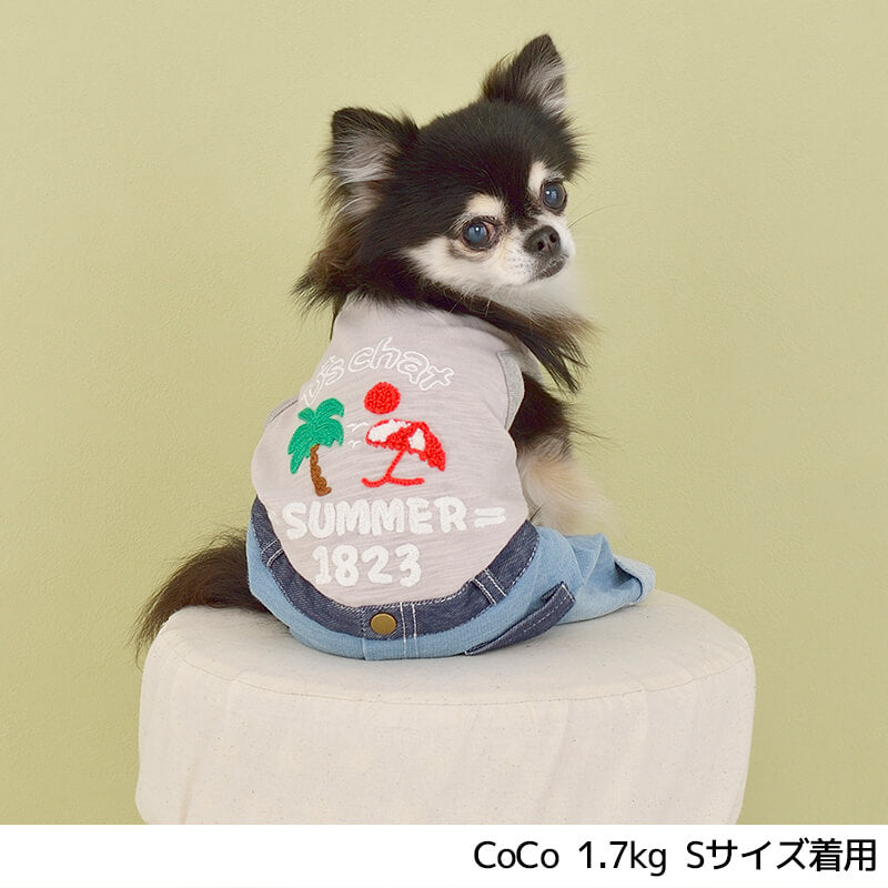 アロハ刺しゅうつなぎ XS/S/M/L/XL/XXL/DS/DM/4L/5L/6L/OS/OM/OL D's Chat-ディーズチャット- 犬服 ドッグウェア 小型犬 ダックス 中・大型犬 DS21SS ds153085-1