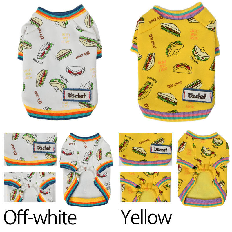 サンドイッチ柄トレーナー XS/S/M/L/XL/XXL/DS/DM D's Chat-ディーズチャット- 犬服 ドッグウェア 小型犬 ダックス DS22AW ds162142-1