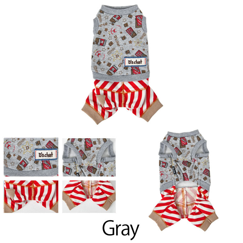 チョコレート柄つなぎ XS/S/M/L/DS/DM/XL/XXL D's Chat-ディーズチャット- 犬服 ドッグウェア 小型犬 ダックス DS22AW ds163148-1