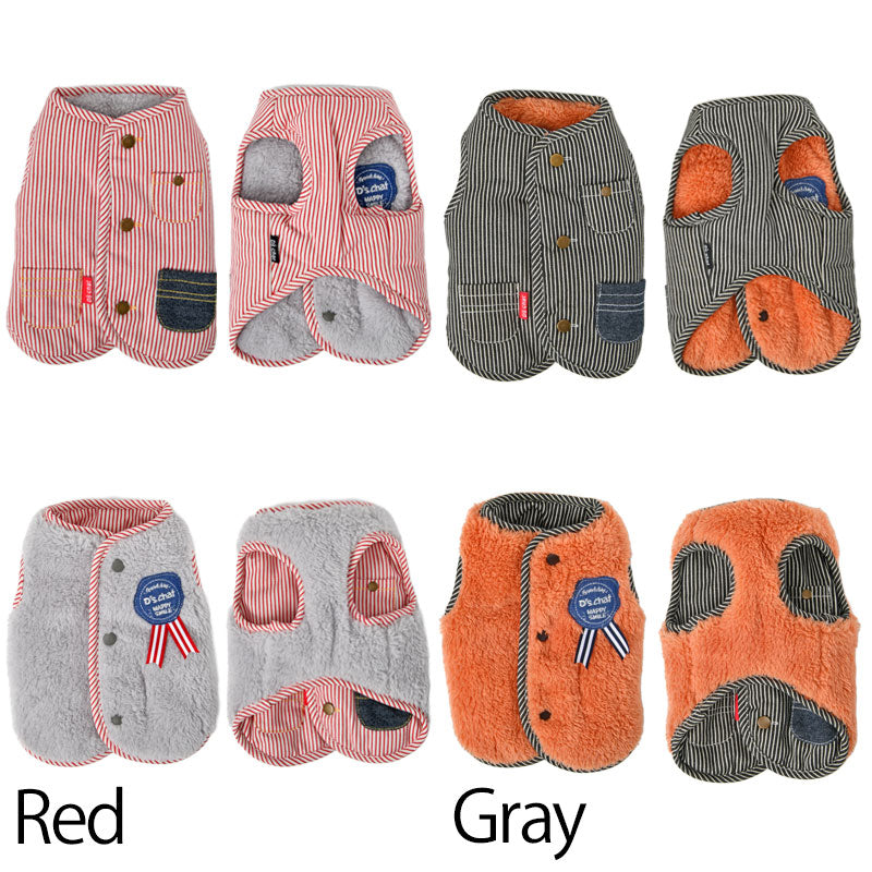 ヒッコリーリバーシブルベスト XS/S/M/L/XL/XXL/DS/DM/DL/FBM D's Chat-ディーズチャット- 犬服 ドッグウェア 小型犬 ダックス フレブル DS22AW ds162156-1