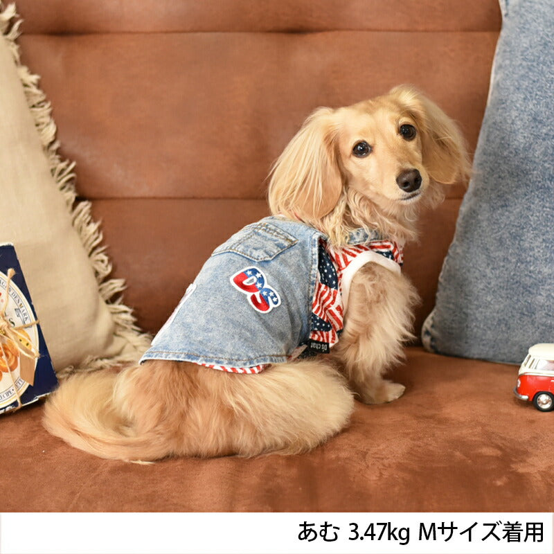 国旗柄デニムタンク XS/S/M/L/XL/XXL/DS/DM D's Chat-ディーズチャット- 犬服 ドッグウェア 小型犬 ダックス DS23SS ds231167-1