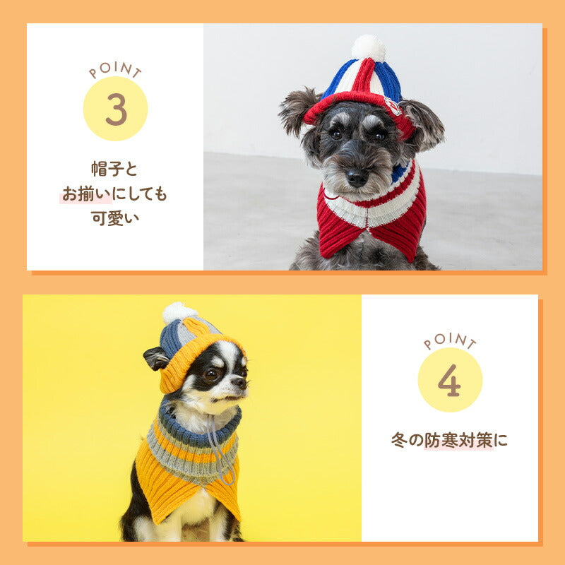 マルチボーダーマフラー S/M/L D's Chat-ディーズチャット- 犬服 小型犬 ドッグウェア DS24AW ds242251