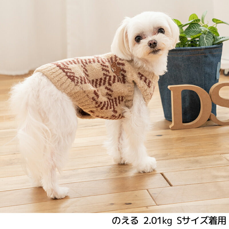 チェック柄ニット XS/S/M/L/XL/XXL/DXS/DS/DM/DL/FBS/FBM/FBL D's Chat-ディーズチャット- 犬服 小型犬 ダックス フレブル ドッグウェア DS25AW ds251283