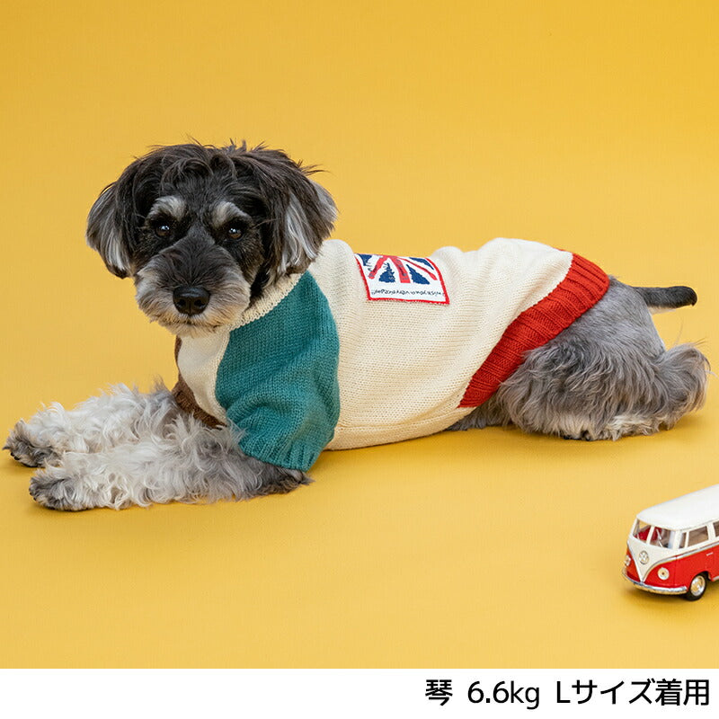 バイカラー袖国旗柄ニット XS/S/M/L/XL/XXL/DXS/DS/DM/FBS/FBM/FBL D's Chat-ディーズチャット- 犬服 小型犬 ダックス フレブル ドッグウェア DS25AW ds251287