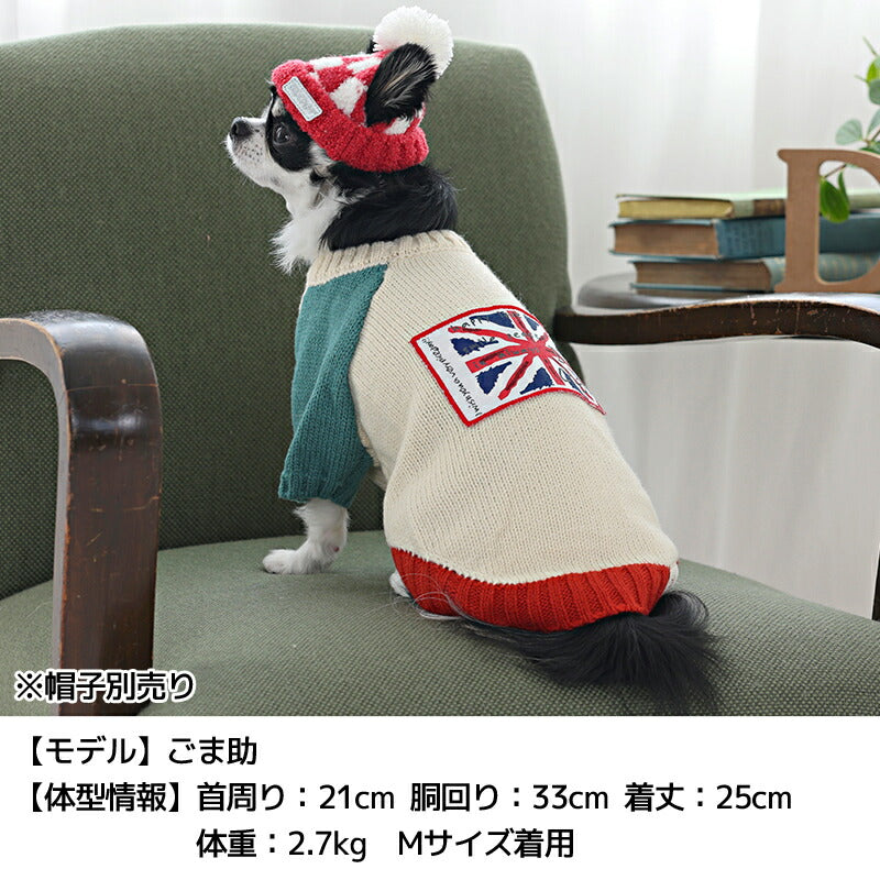 バイカラー袖国旗柄ニット XS/S/M/L/XL/XXL/DXS/DS/DM/FBS/FBM/FBL D's Chat-ディーズチャット- 犬服 小型犬 ダックス フレブル ドッグウェア DS25AW ds251287