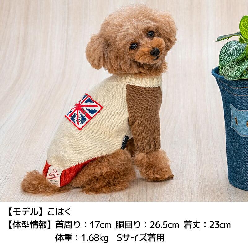 バイカラー袖国旗柄ニット XS/S/M/L/XL/XXL/DXS/DS/DM/FBS/FBM/FBL D's Chat-ディーズチャット- 犬服 小型犬 ダックス フレブル ドッグウェア DS25AW ds251287