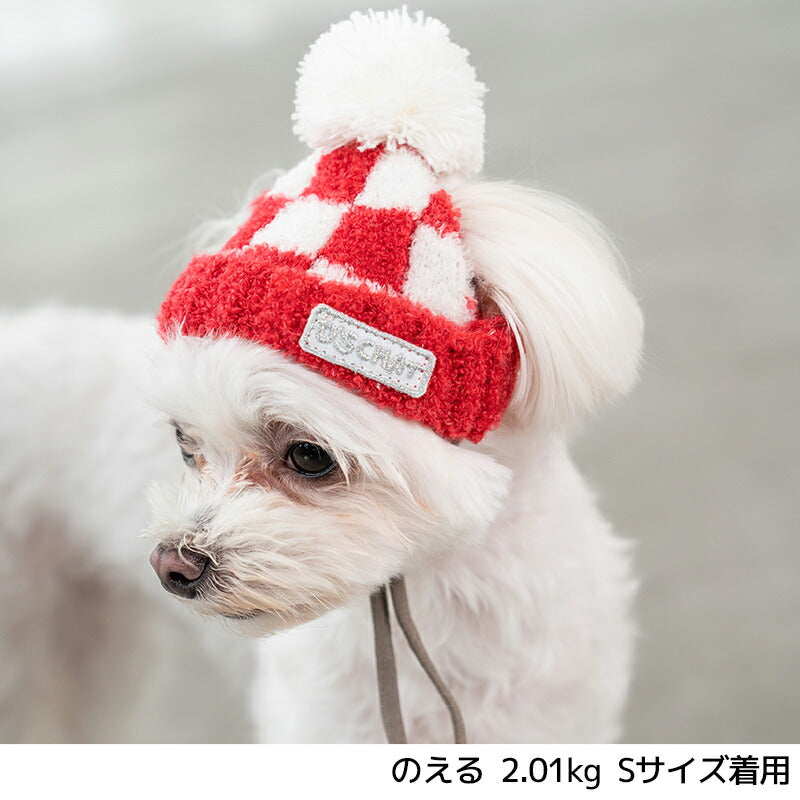 市松柄ニット帽子 S/SM/M/L D's Chat-ディーズチャット- 犬服 犬用帽子 小型犬 ドッグウェア DS25AW ds252297