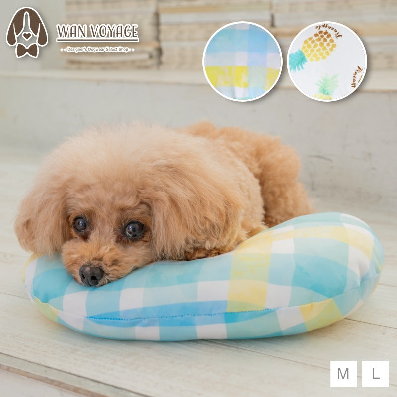 クールピロー M/L Solgra-ソルグラ- 犬用 パイン チェック クールベッド アゴ置きまくら 接触冷感 ひんやり トイプードル チワワ ポメラニアン SO23SS so237227-1