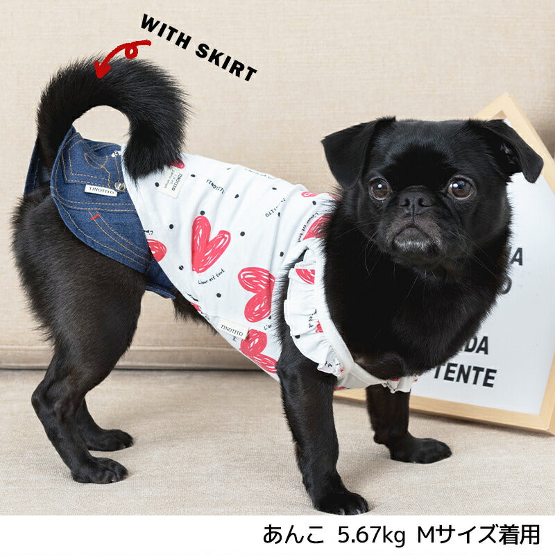 ハート柄袖フリルキャミ XS/S/M/L/XL/XXL TINOTITO -ティノティート- 犬服 ドッグウェア トイプードル チワワ ポメラニアン TT22SS tt161249-1