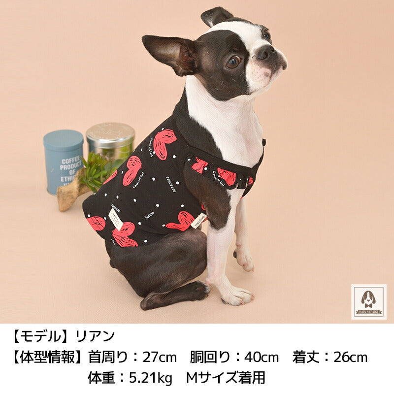 ハート柄袖フリルキャミ XS/S/M/L/XL/XXL TINOTITO -ティノティート- 犬服 ドッグウェア トイプードル チワワ ポメラニアン TT22SS tt161249-1