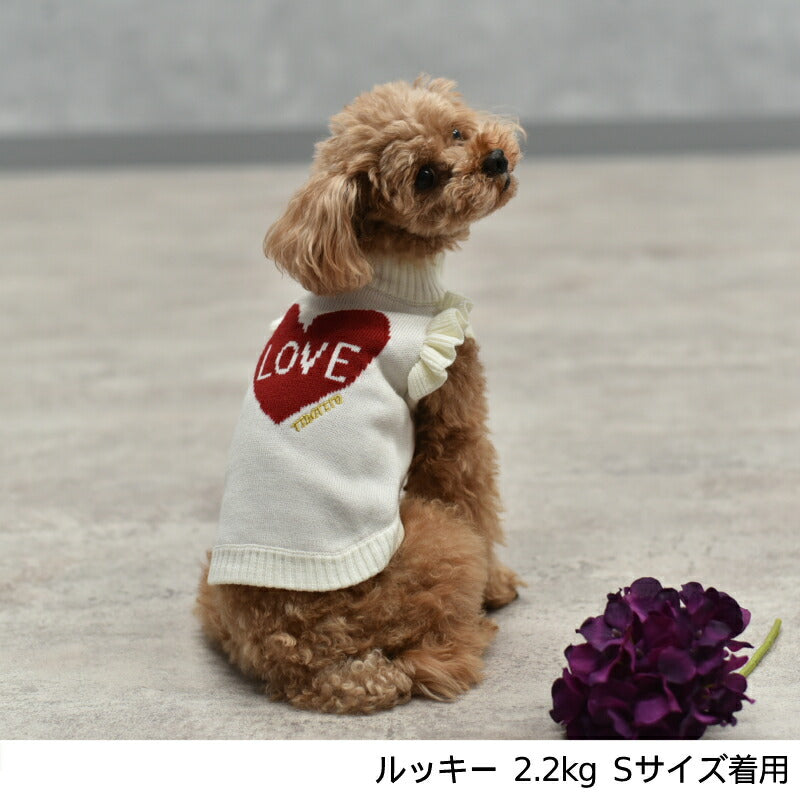 ハート柄袖フリルニット XS/S/M/L/XL/XXL TINOTITO -ティノティート- 犬服 ドッグウェア トイプードル チワワ ポメラニアン TT22AW tt162272-1