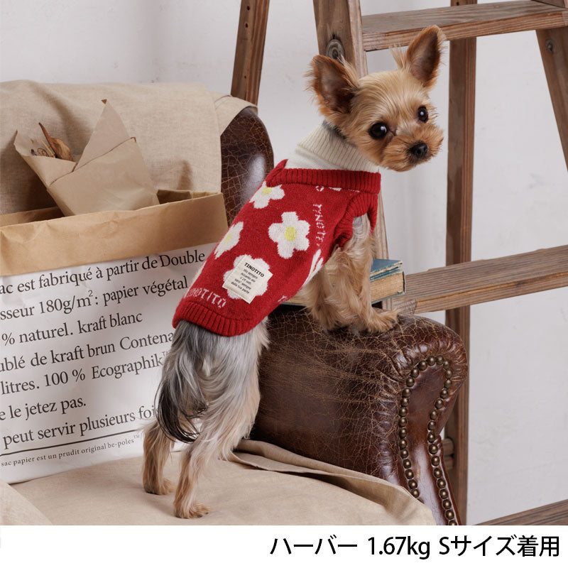 花柄レトロレイヤードニット XS/S/M/L/XL/XXL TINOTITO -ティノティート- 犬服 ドッグウェア トイプードル チワワ ポメラニアン TT22AW tt162277-1