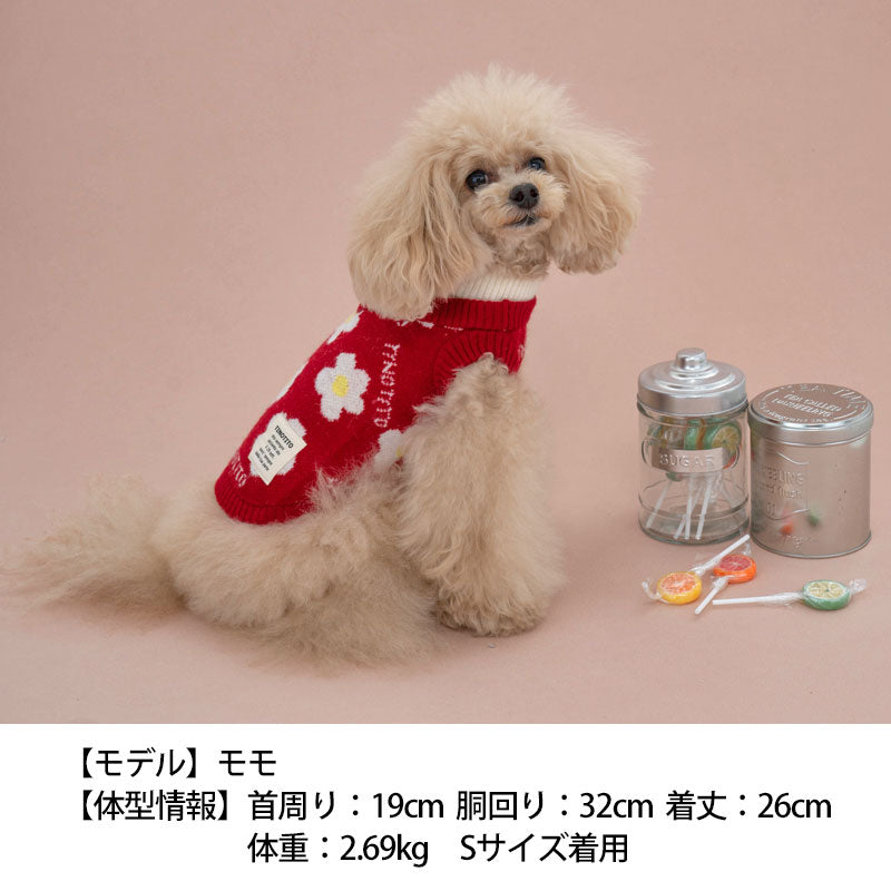 花柄レトロレイヤードニット XS/S/M/L/XL/XXL TINOTITO -ティノティート- 犬服 ドッグウェア トイプードル チワワ ポメラニアン TT22AW tt162277-1