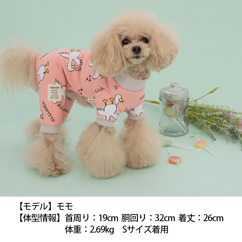 アヒルさん柄オールインワン XS/S/M/L/XL/XXL TINOTITO -ティノティート- 犬服 ドッグウェア トイプードル チワワ ポメラニアン TT22AW tt163280-1