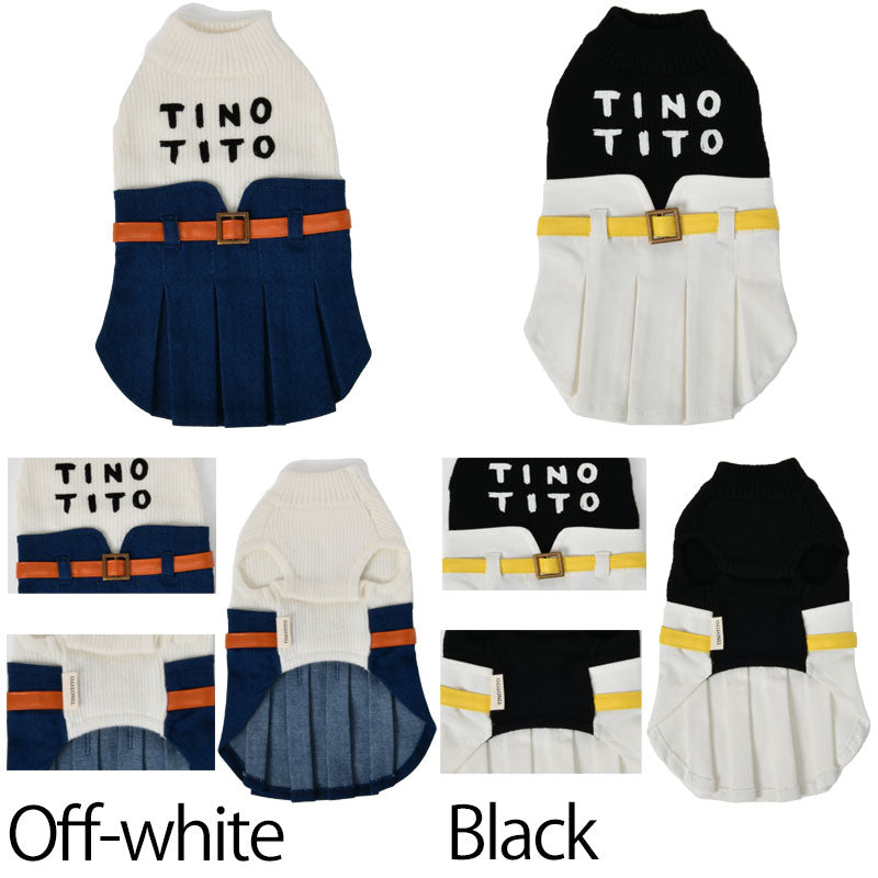 ハイウエスト風ワンピ XS/S/M/L/XL/XXL TINOTITO -ティノティート- 犬服 ドッグウェア トイプードル チワワ ポメラニアン TT22AW tt164281-1