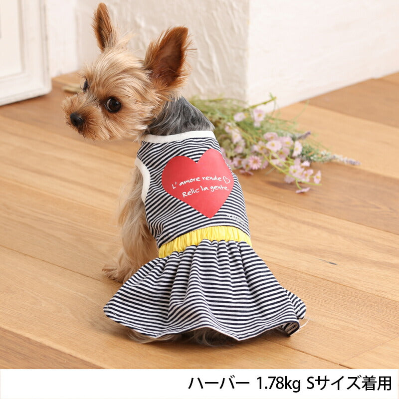 ハートボーダーワンピ XS/S/M/L/XL/XXL TINOTITO -ティノティート- 犬服 ドッグウェア トイプードル チワワ ポメラニアン TT23SS tt231303-1