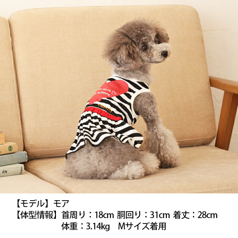 ハートボーダーワンピ XS/S/M/L/XL/XXL TINOTITO -ティノティート- 犬服 ドッグウェア トイプードル チワワ ポメラニアン TT23SS tt231303-1