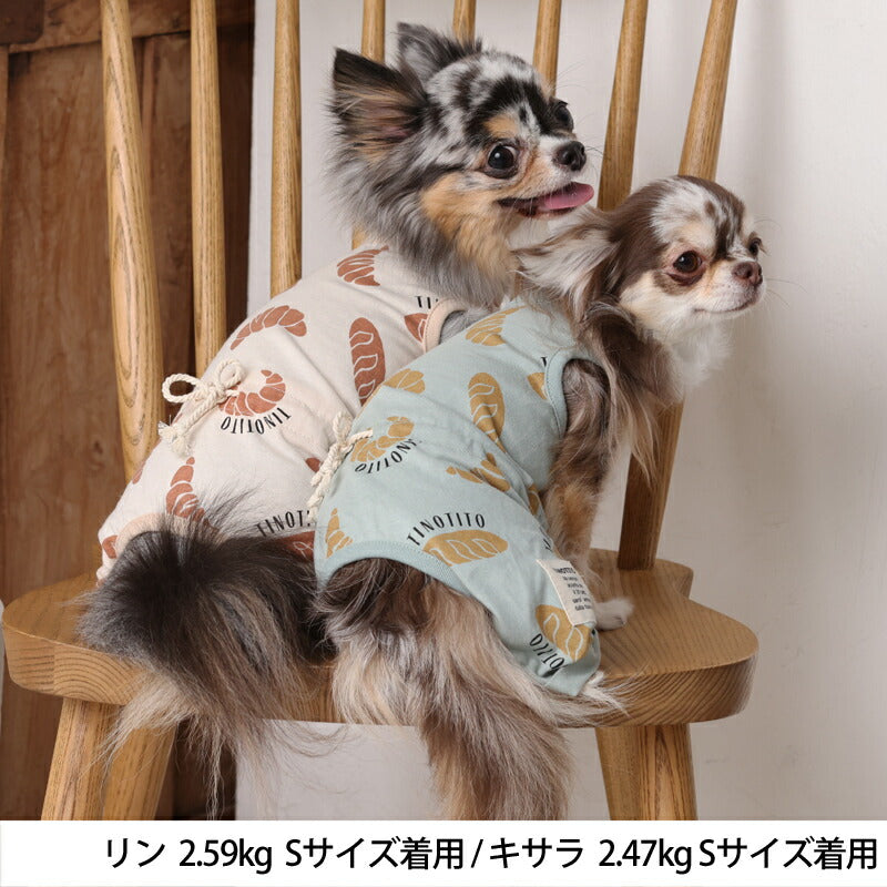 パン柄つなぎ XS/S/M/L/XL/XXL TINOTITO -ティノティート- 犬服 ドッグウェア トイプードル チワワ ポメラニアン TT23SS tt231304-1
