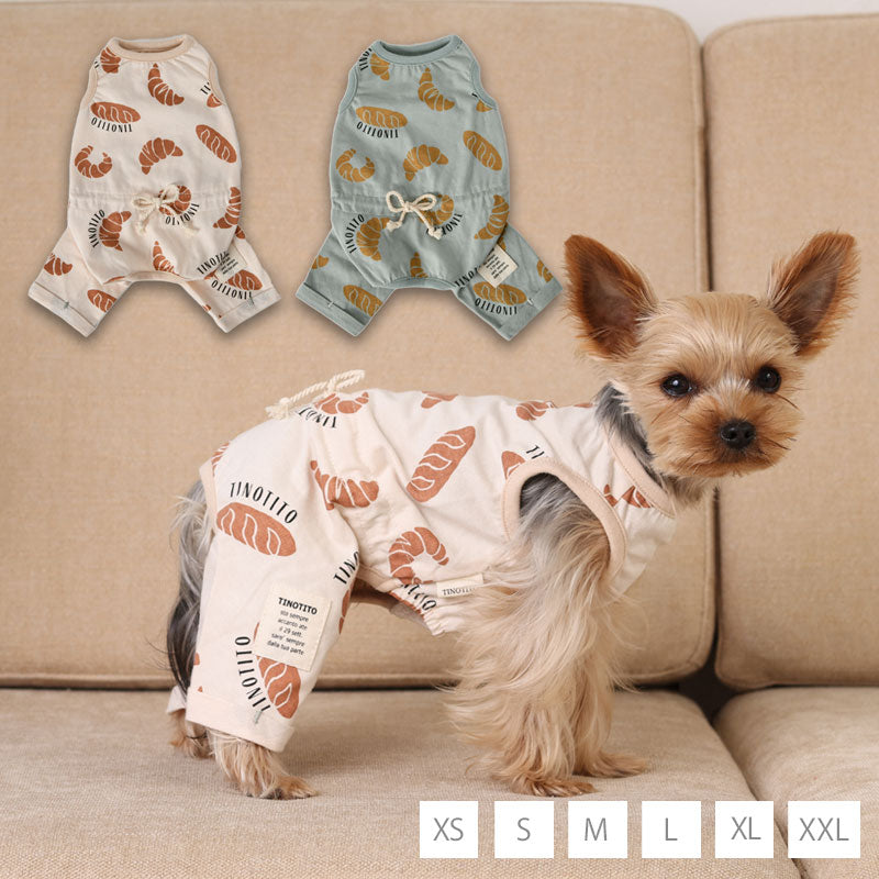 パン柄つなぎ XS/S/M/L/XL/XXL TINOTITO -ティノティート- 犬服 ドッグウェア トイプードル チワワ ポメラニアン TT23SS tt231304-1