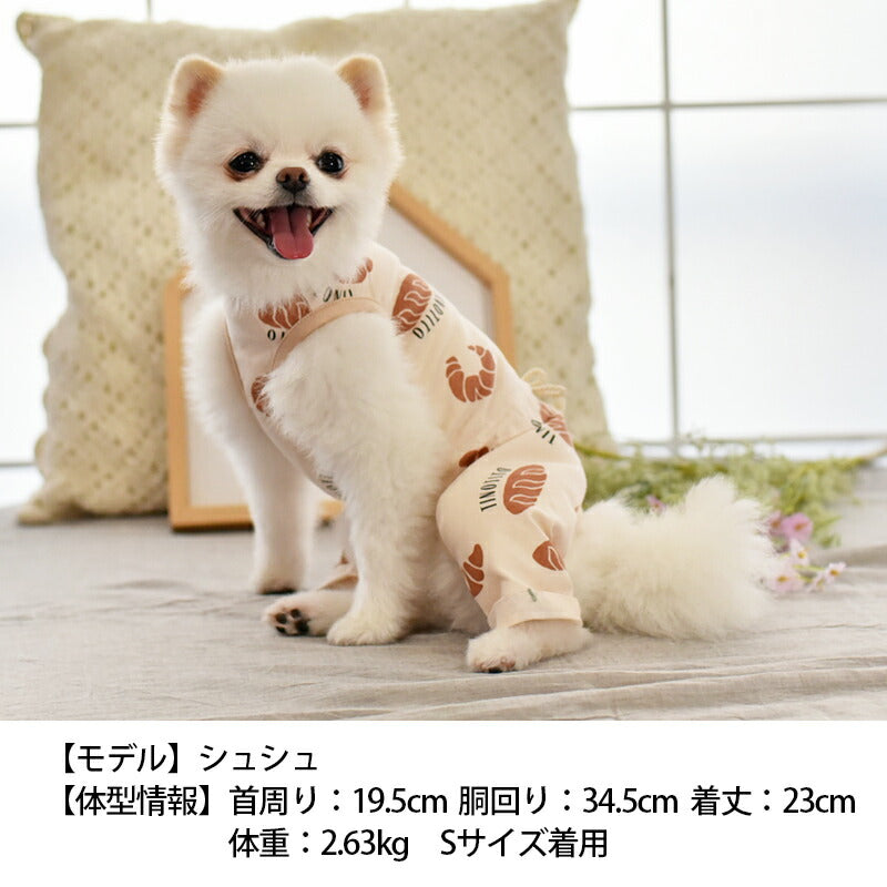パン柄つなぎ XS/S/M/L/XL/XXL TINOTITO -ティノティート- 犬服 ドッグウェア トイプードル チワワ ポメラニアン TT23SS tt231304-1