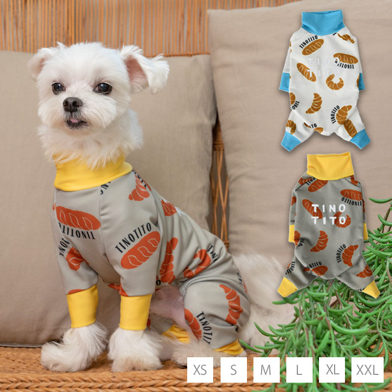 パン柄アクロン XS/S/M/L/XL/XXL アクティブロンパース TINOTITO -ティノティート- 犬服 ドッグウェア トイプードル チワワ ポメラニアン TT23SS tt231307-1