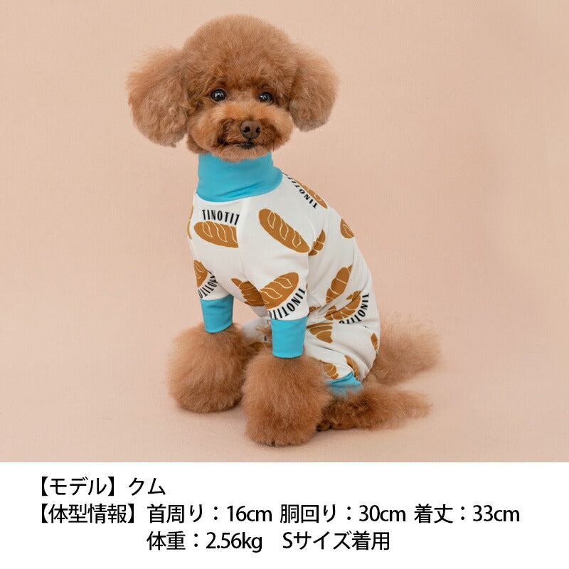 パン柄アクロン XS/S/M/L/XL/XXL アクティブロンパース TINOTITO -ティノティート- 犬服 ドッグウェア トイプードル チワワ ポメラニアン TT23SS tt231307-1