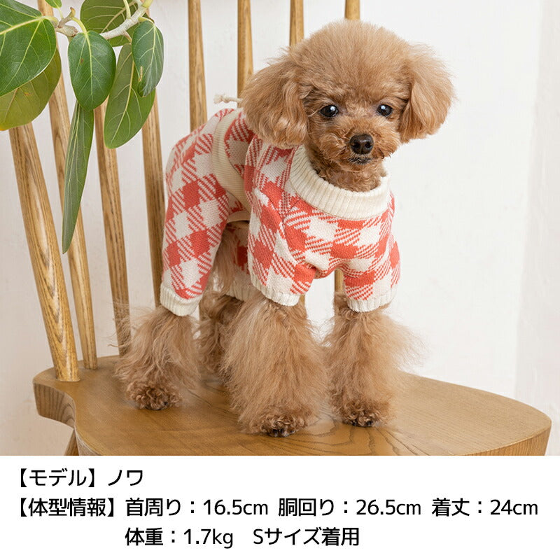 ギンガムニットつなぎ XS/S/M/L/XL/XXL TINOTITO -ティノティート- 犬服 ドッグウェア TT23AW tt231322-1