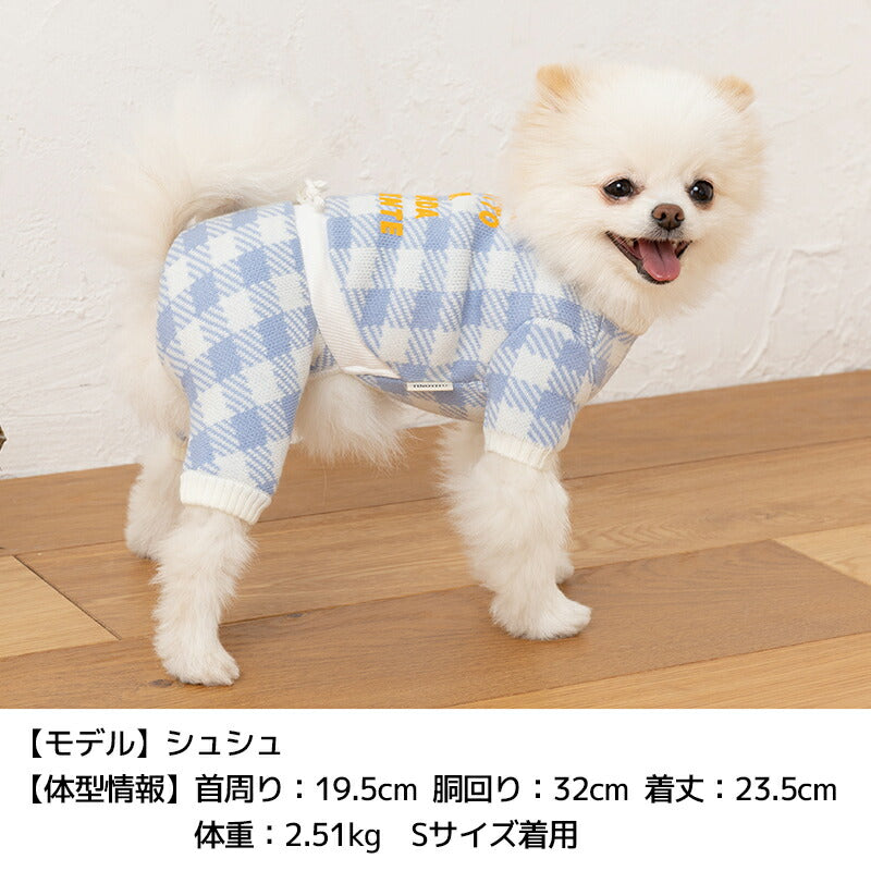 ギンガムニットつなぎ XS/S/M/L/XL/XXL TINOTITO -ティノティート- 犬服 ドッグウェア TT23AW tt231322-1