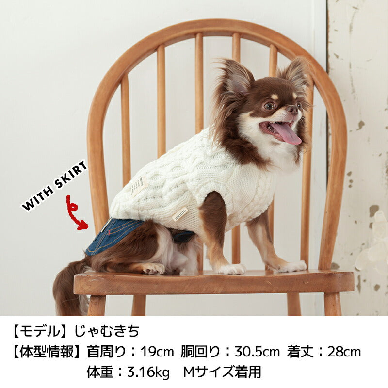 背開きケーブル編みニット XS/S/M/L/XL/XXL TINOTITO -ティノティート- 犬服 ドッグウェア TT24AW