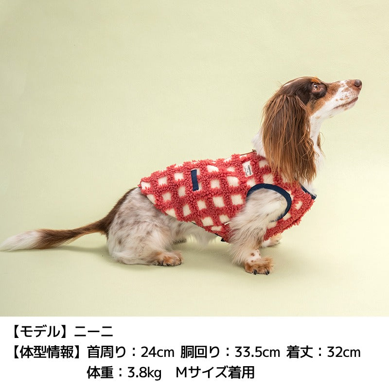 もこもこチェック柄ベスト XS/S/M/L/XL/XXL TINOTITO -ティノティート- 犬服 ドッグウェア TT24AW