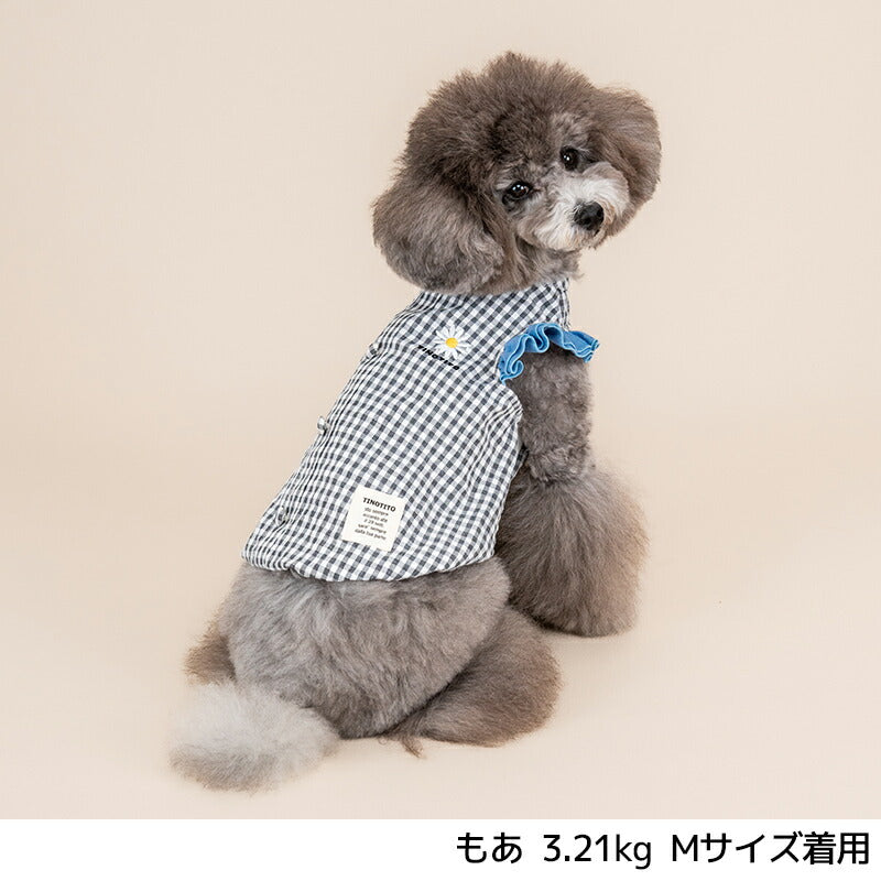 袖フリルチェックタンク XS/S/M/L/XL/XXL TINOTITO -ティノティート- 犬服 ドッグウェア TT25SS tt251391
