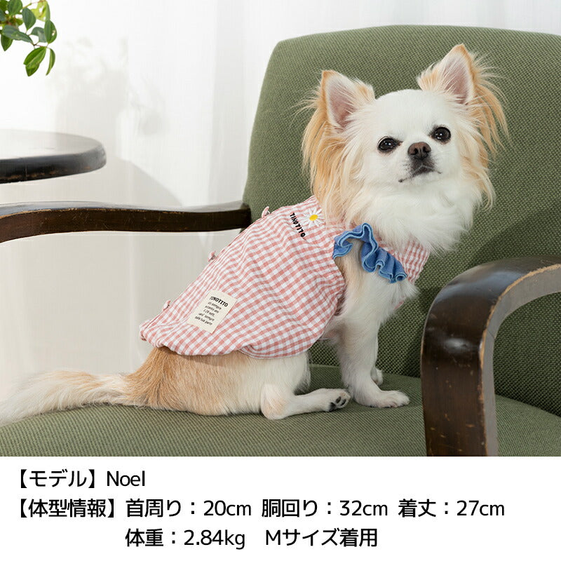 袖フリルチェックタンク XS/S/M/L/XL/XXL TINOTITO -ティノティート- 犬服 ドッグウェア TT25SS tt251391