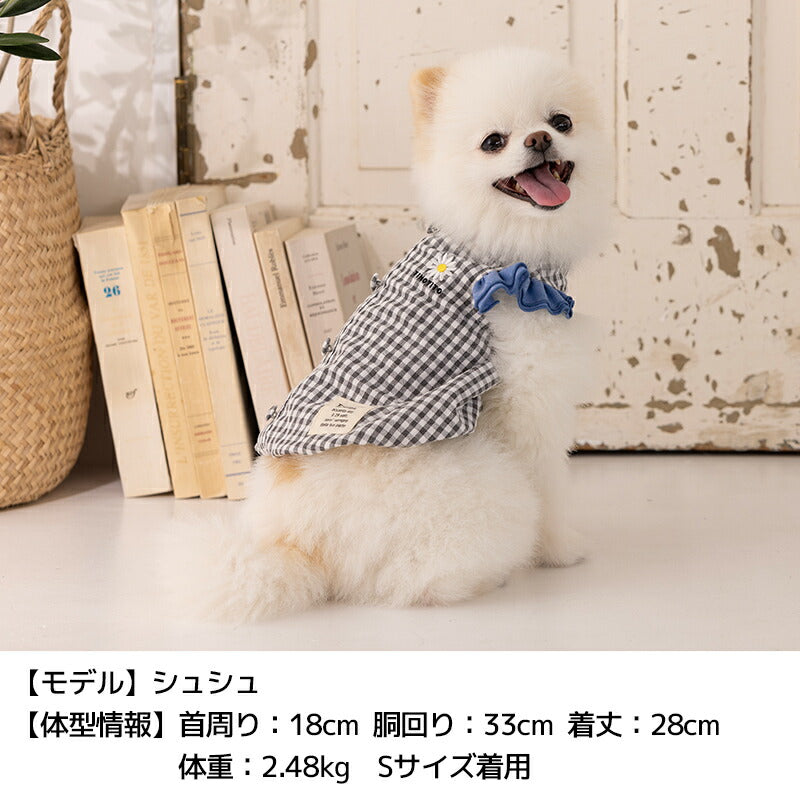 袖フリルチェックタンク XS/S/M/L/XL/XXL TINOTITO -ティノティート- 犬服 ドッグウェア TT25SS tt251391