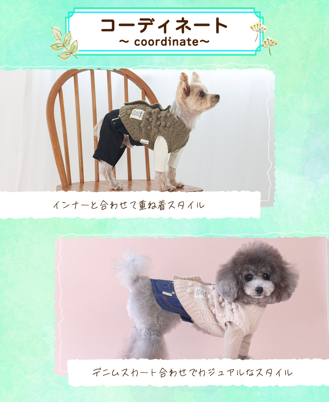 ポコポコナチュラルニット XS/S/M/L/XL/XXL TINOTITO -ティノティート- 犬服 ドッグウェア TT25AW tt251411